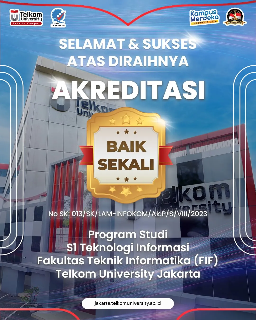 Akreditasi S1 TI Telkom University Jakarta