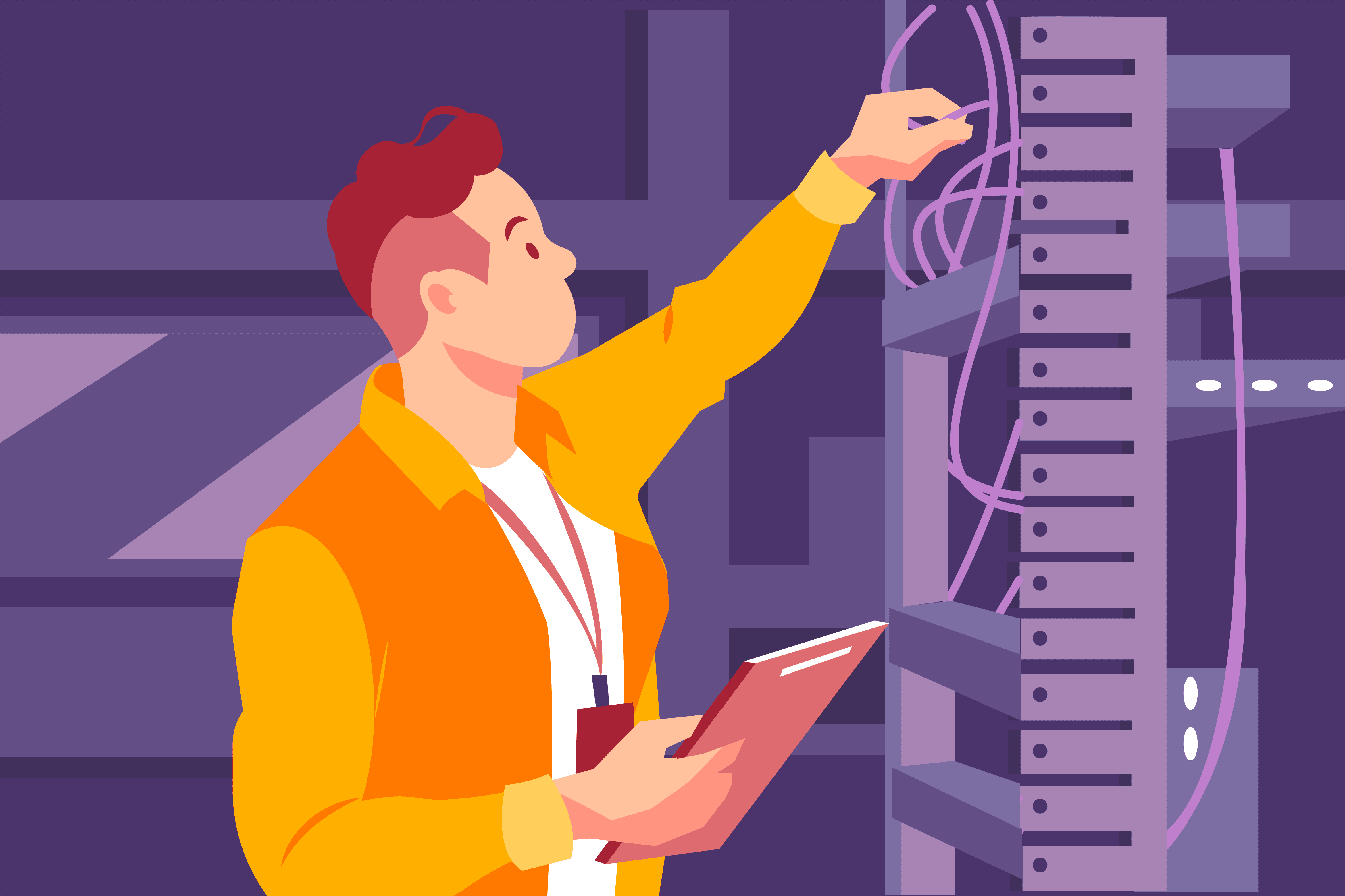 Teknisi memperbaiki Fiber Optik