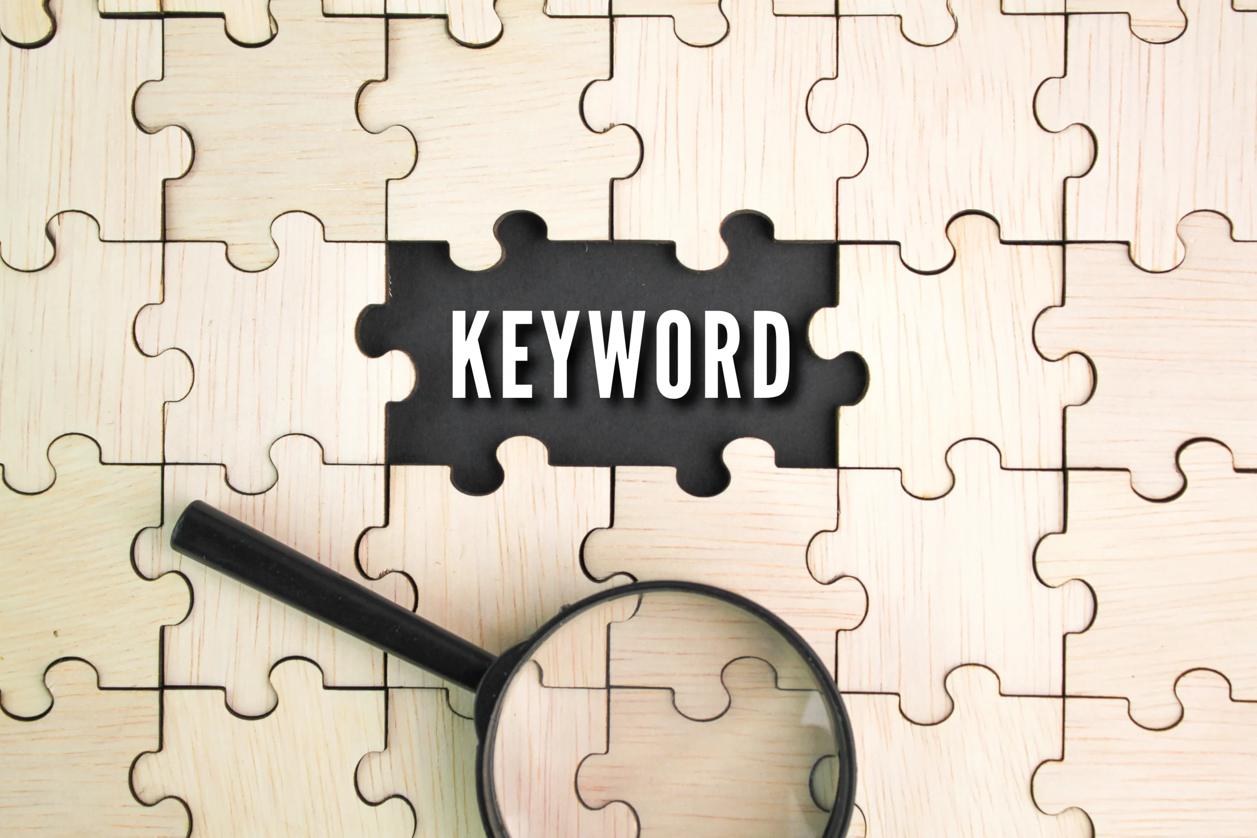 tulisan keyword atau kata kunci pada susunan puzzle