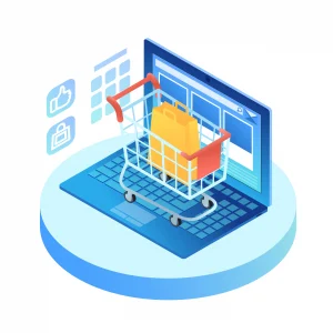 Graphic Teknologi Ecommerce digital menggunakan blockchain