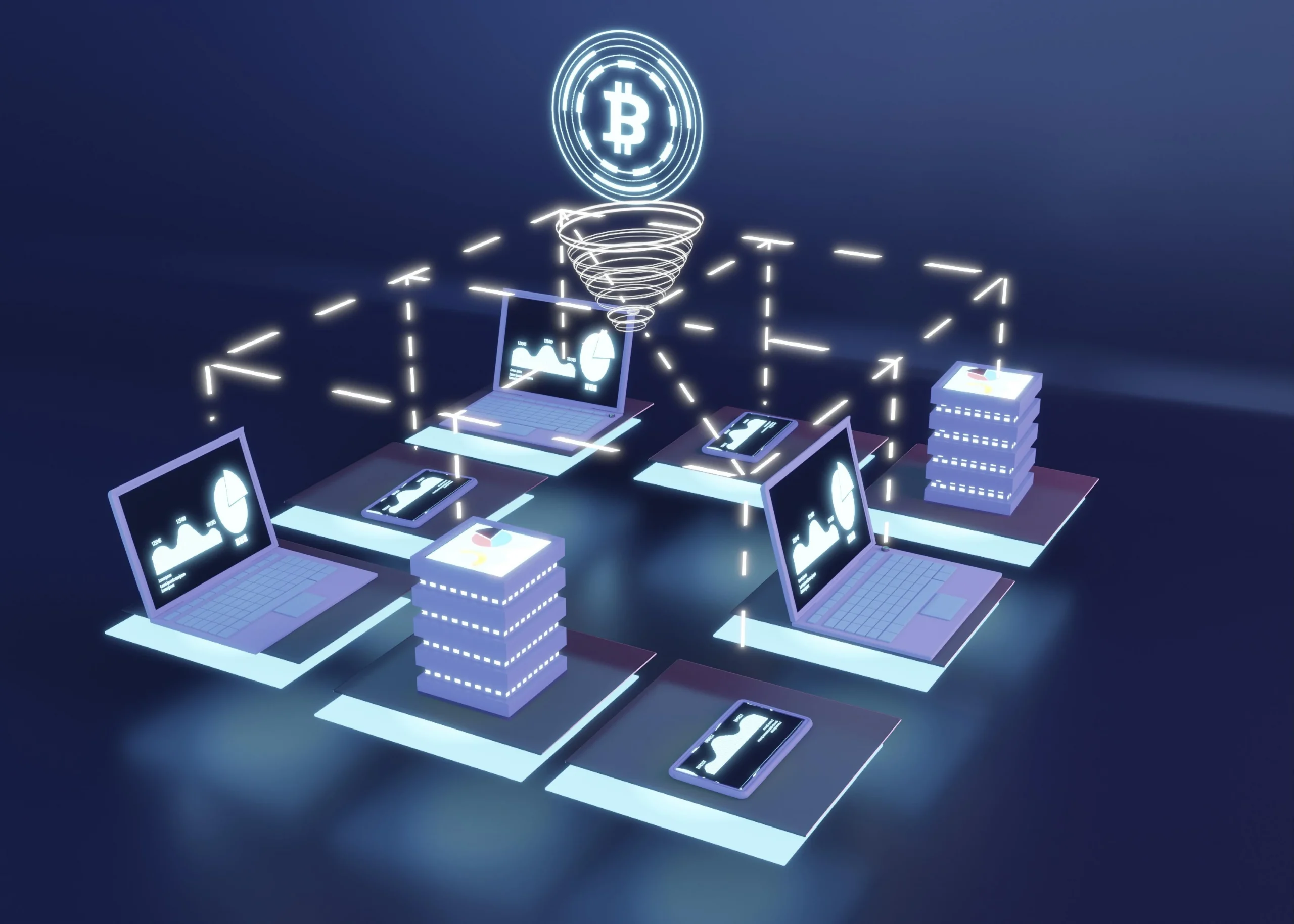 Graphic Blockchain dalam bentuk susunan diagram 3D