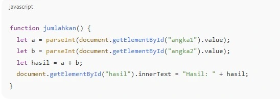 Menjumlahkan Dua Angka dari Form Input JavaScript Menjumlahkan Dua Angka dari Form Input JavaScript
