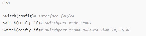 Konfigurasi Trunk untuk Antar-Switch