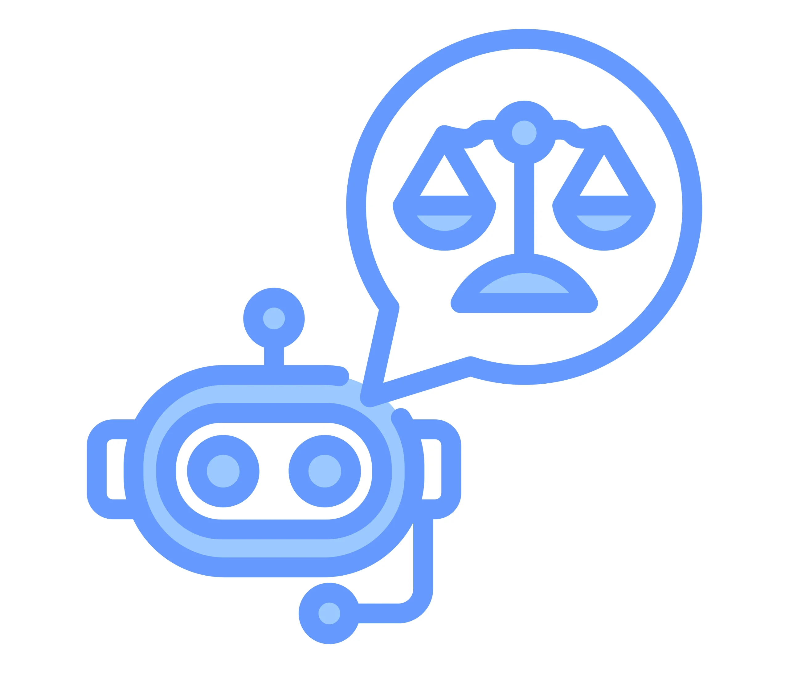 Ilustrasi konsep algorithmic bias tentang pentingnya prinsip keadilan dalam penerapan teknologi AI Ilustrasi konsep algorithmic bias tentang pentingnya prinsip keadilan dalam penerapan teknologi AI
