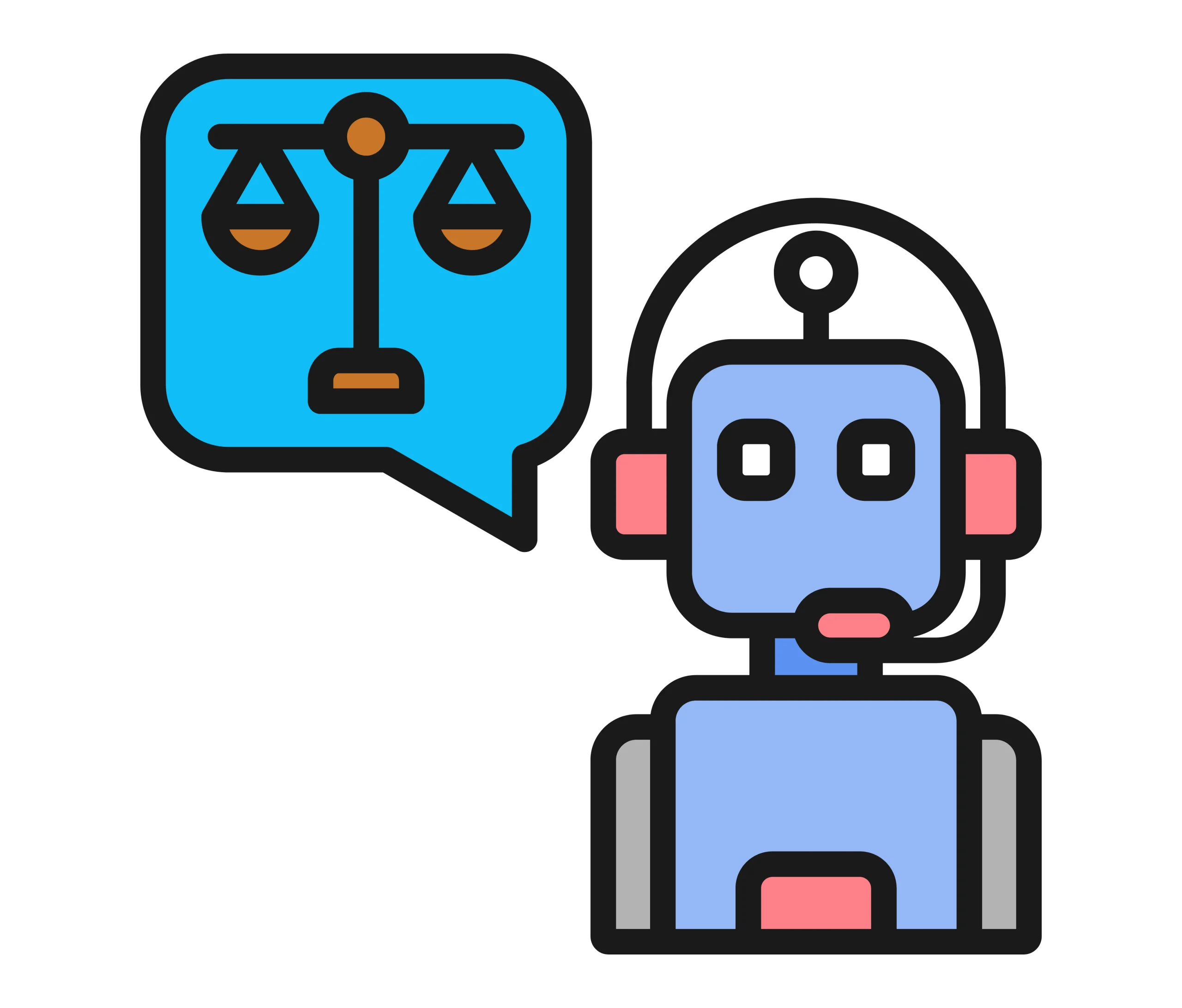 ikon robot yang memitigasi algorithmic bias dalam penggunaan sistem AI supaya adil dan bertanggung jawab ikon robot yang memitigasi algorithmic bias dalam penggunaan sistem AI supaya adil dan bertanggung jawab