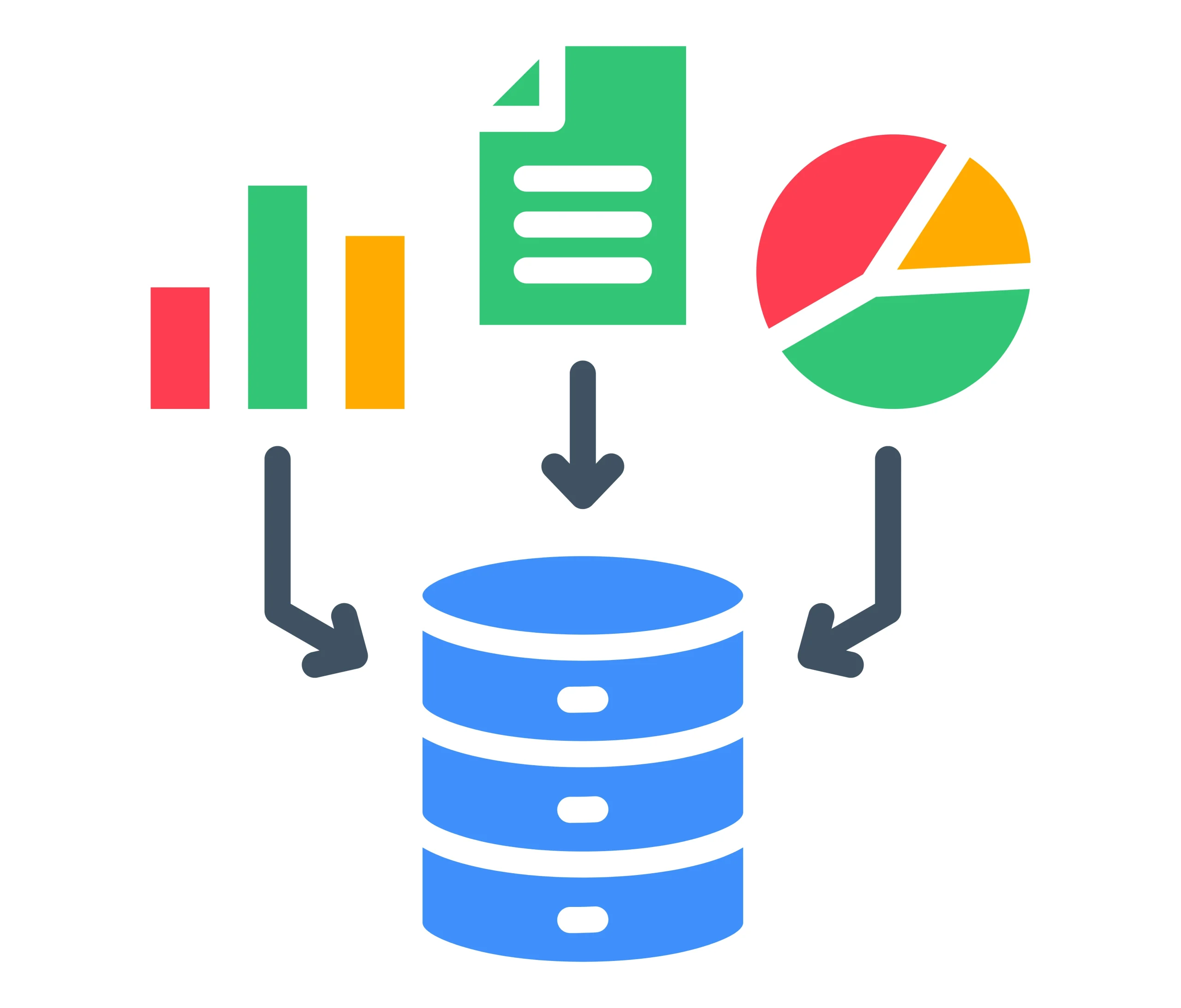 Ilustrasi yang sharding database yang menampilkan proses pemecahan dan penyimpanan data