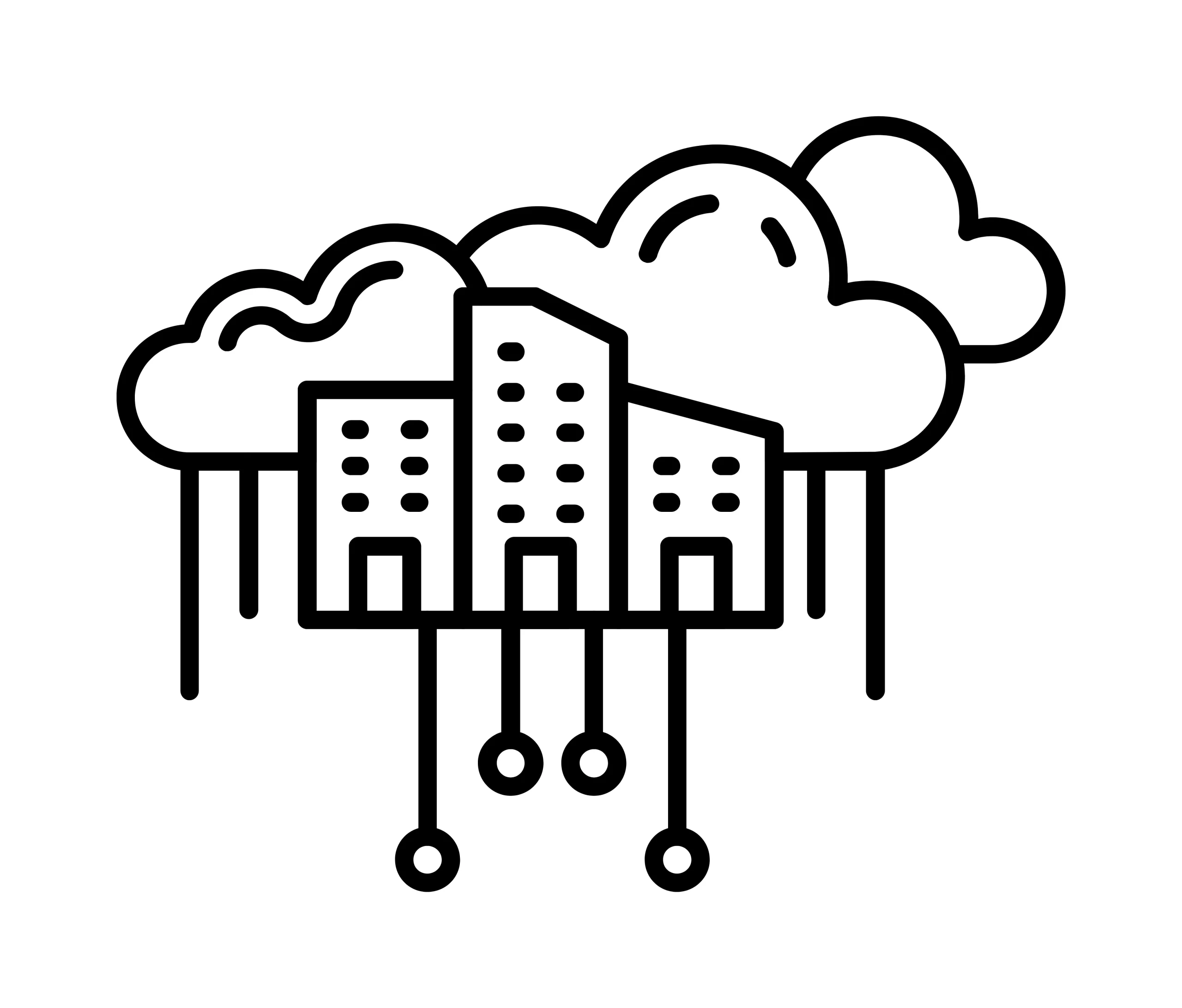 ikon cloud architecture yang menampilkan sekumpulan gedung atau pusat data ikon cloud architecture yang menampilkan sekumpulan gedung atau pusat data