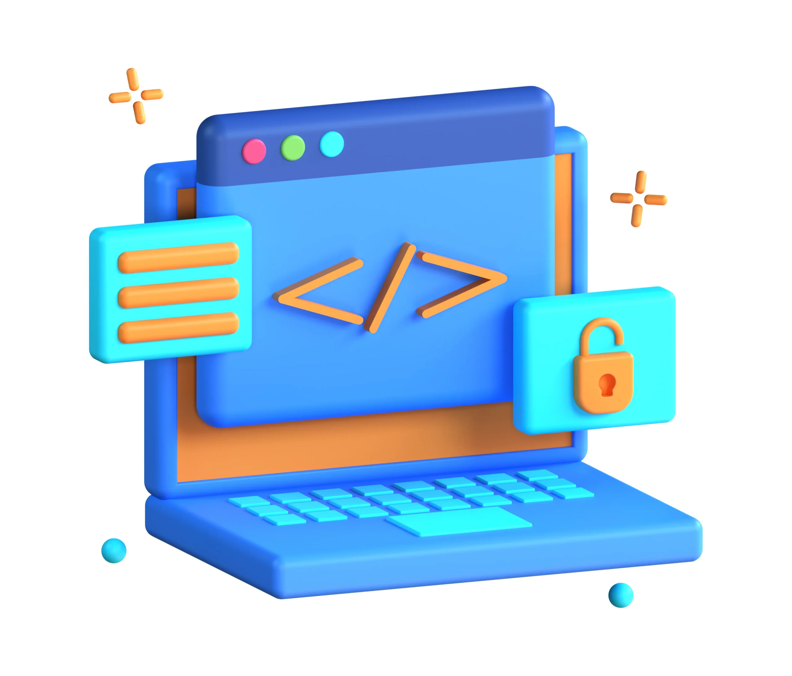 laptop biru menampilkan simbol kode pemrograman dan ikon gembok terbuka sebagai representasi sistem operasi open-source laptop biru menampilkan simbol kode pemrograman dan ikon gembok terbuka sebagai representasi sistem operasi open-source