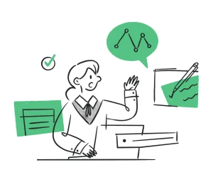gaya modern yang memperlihatkan seorang profesional sedang menganalisis sistem teknologi dan membuat peta jalan enterprise architecture
